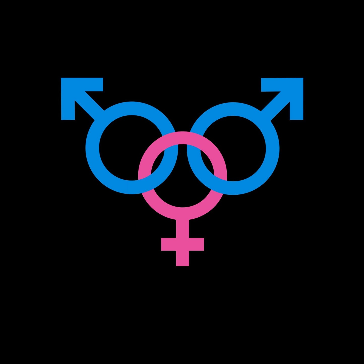 a couple of blue and pink symbols on a black background