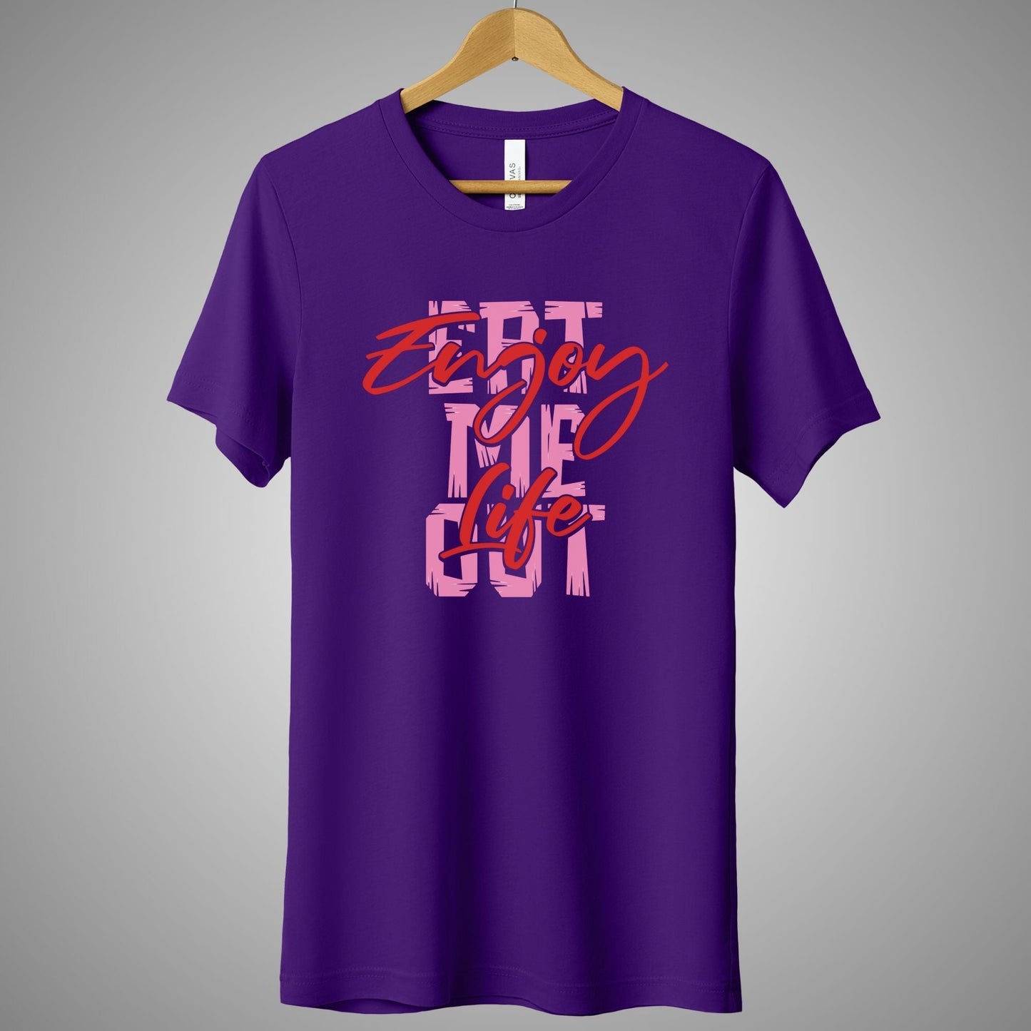 a purple t - shirt with the words get to the cup on it