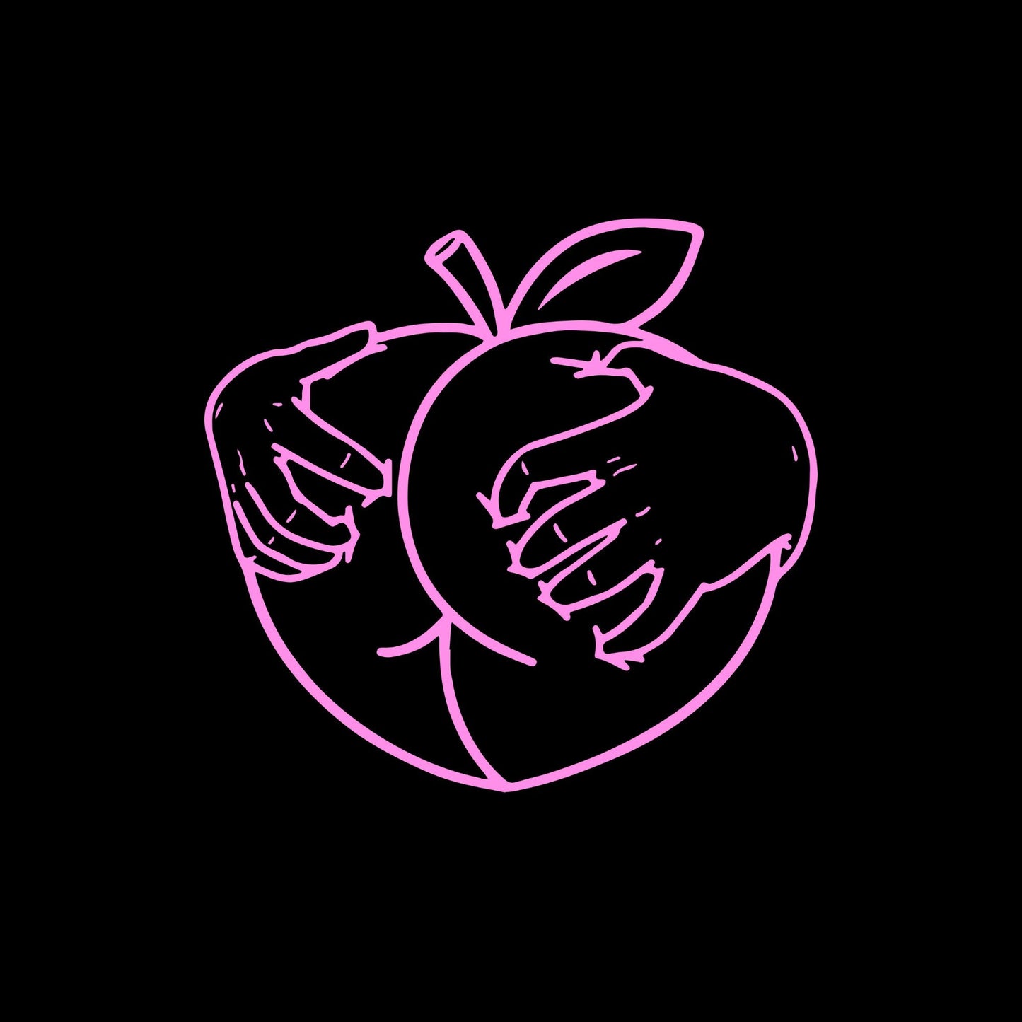 a drawing of a hand holding an apple