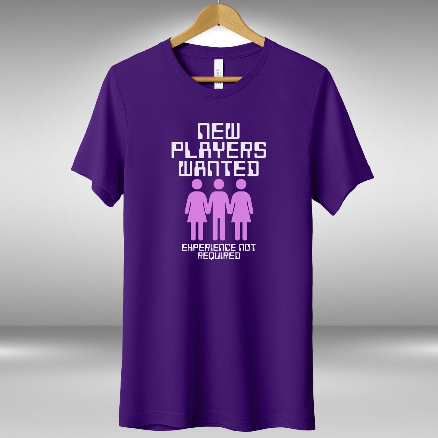 a purple t - shirt that says new players wanted