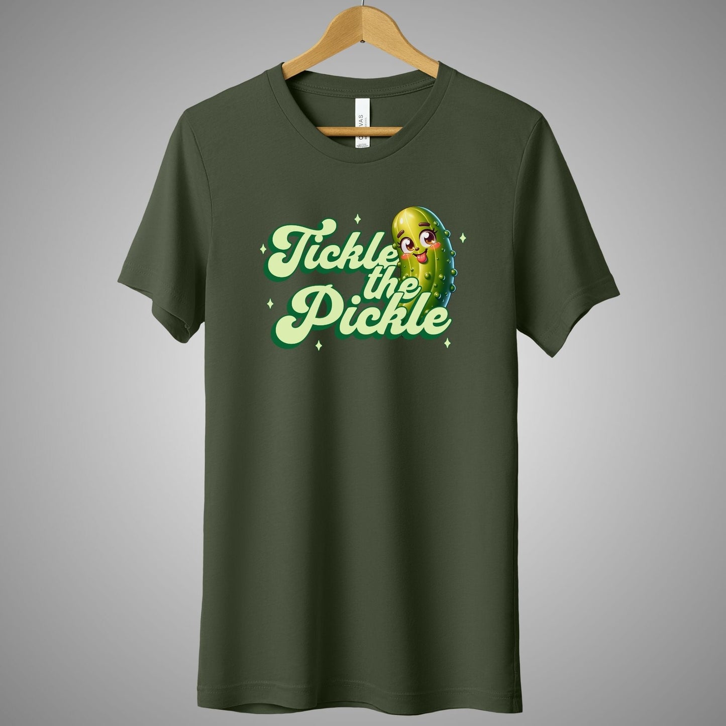 a green t - shirt that says take the pickle