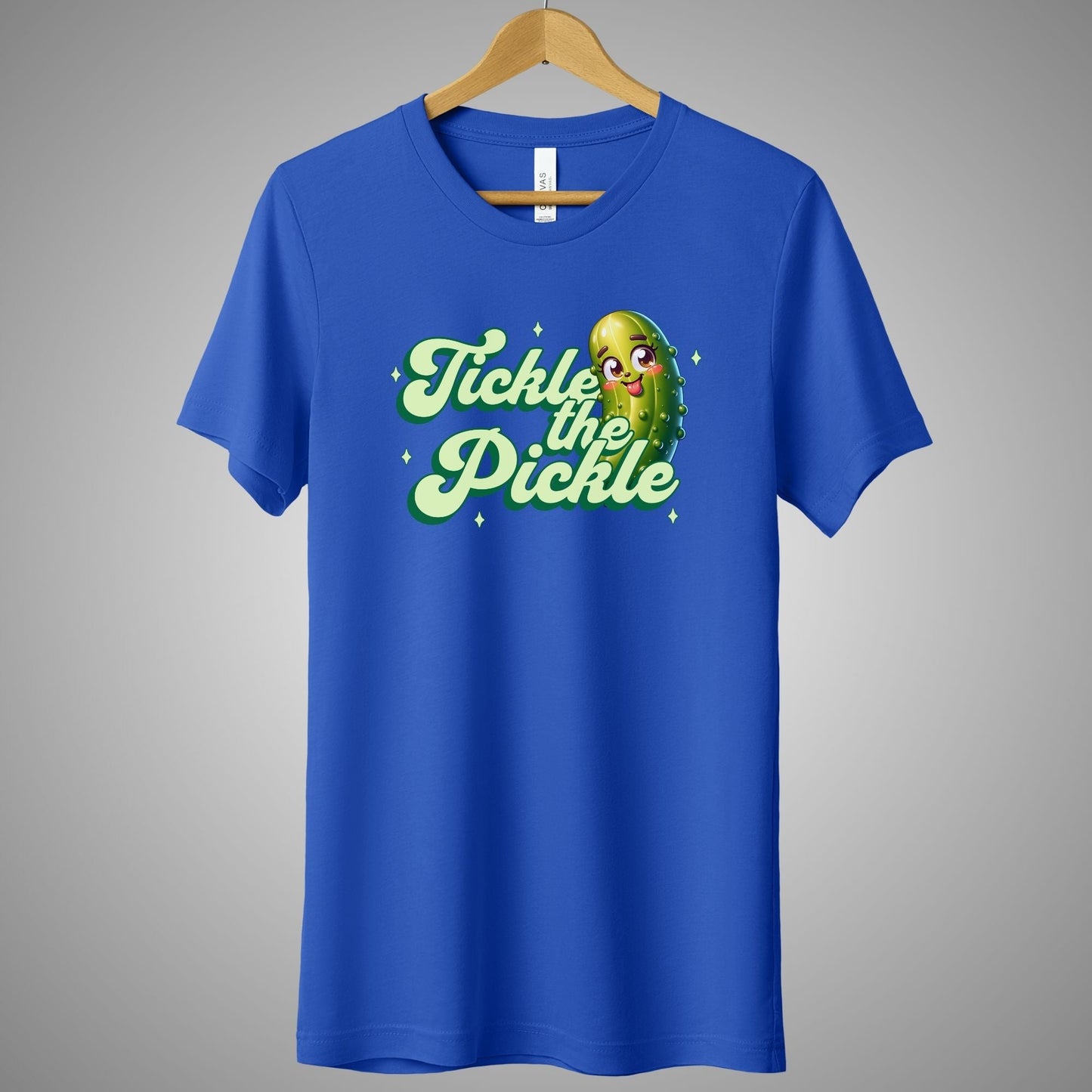 a blue t - shirt with the words take the pickle on it
