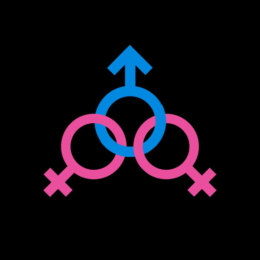 a male and female symbol on a black background