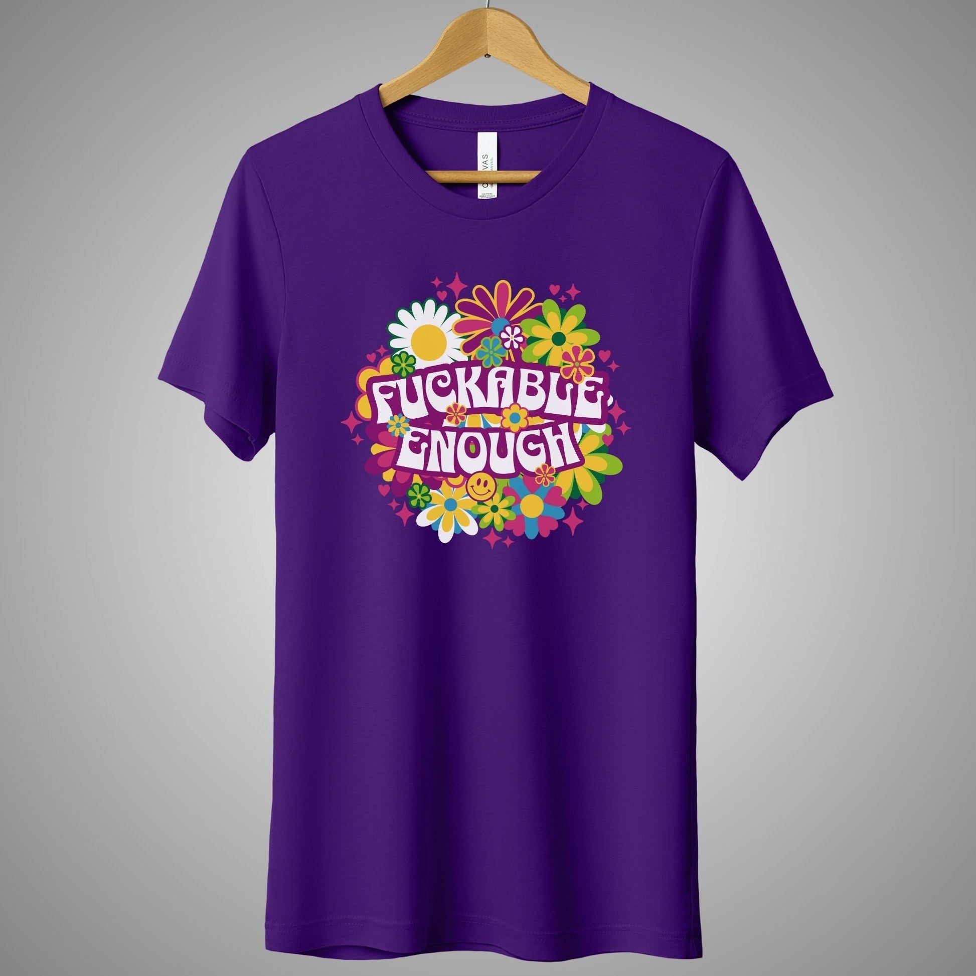 a purple t - shirt that says, fukrable enough