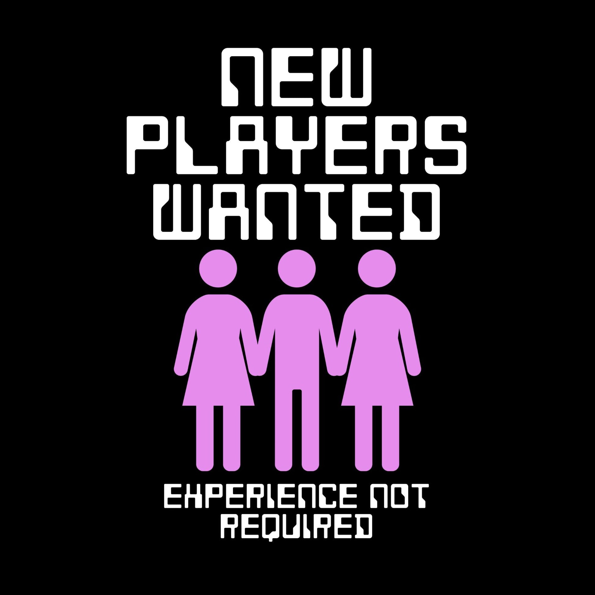 a black background with a pink and white graphic of a group of people