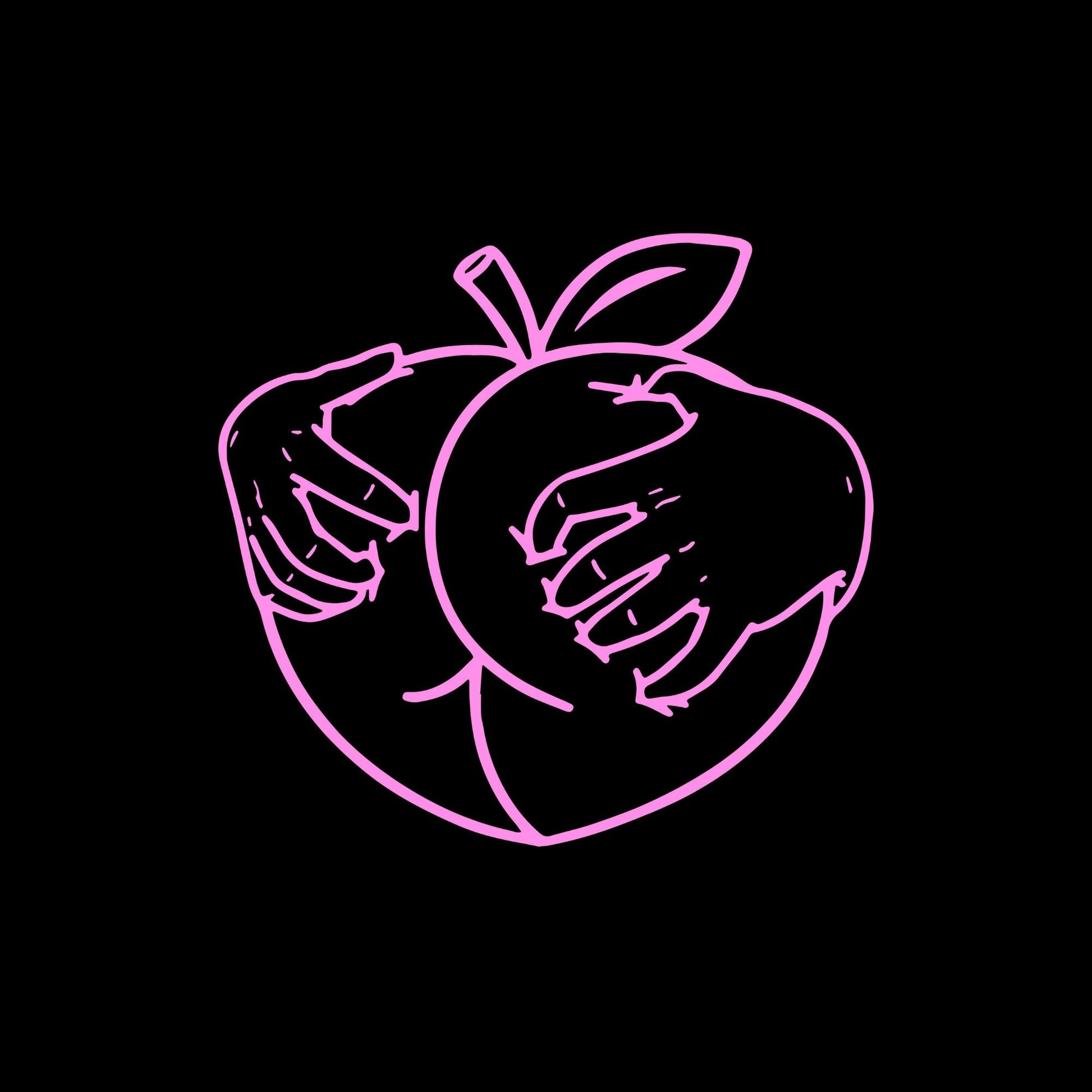 a drawing of a hand holding an apple