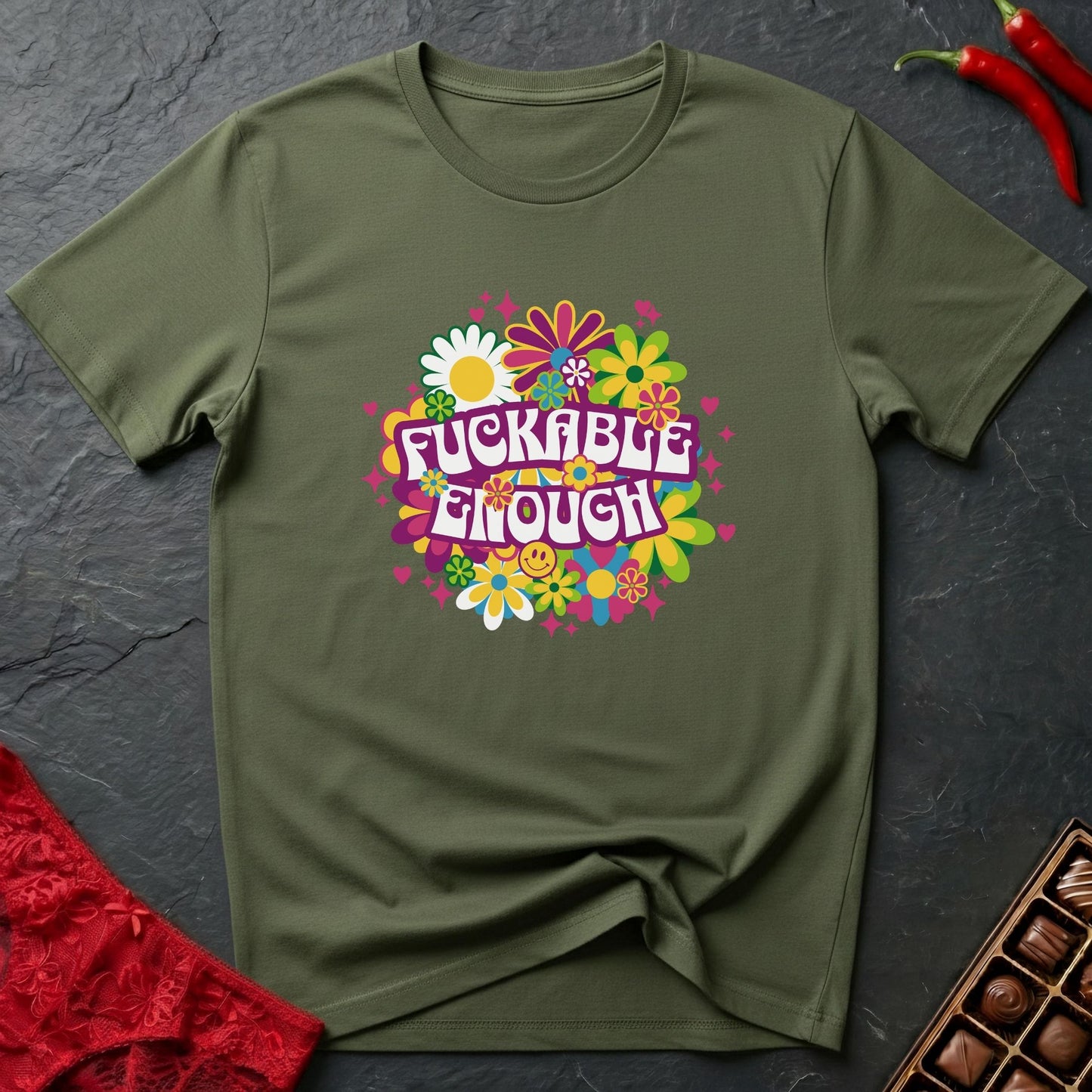 Fuckable Enough Flowers T-Shirt