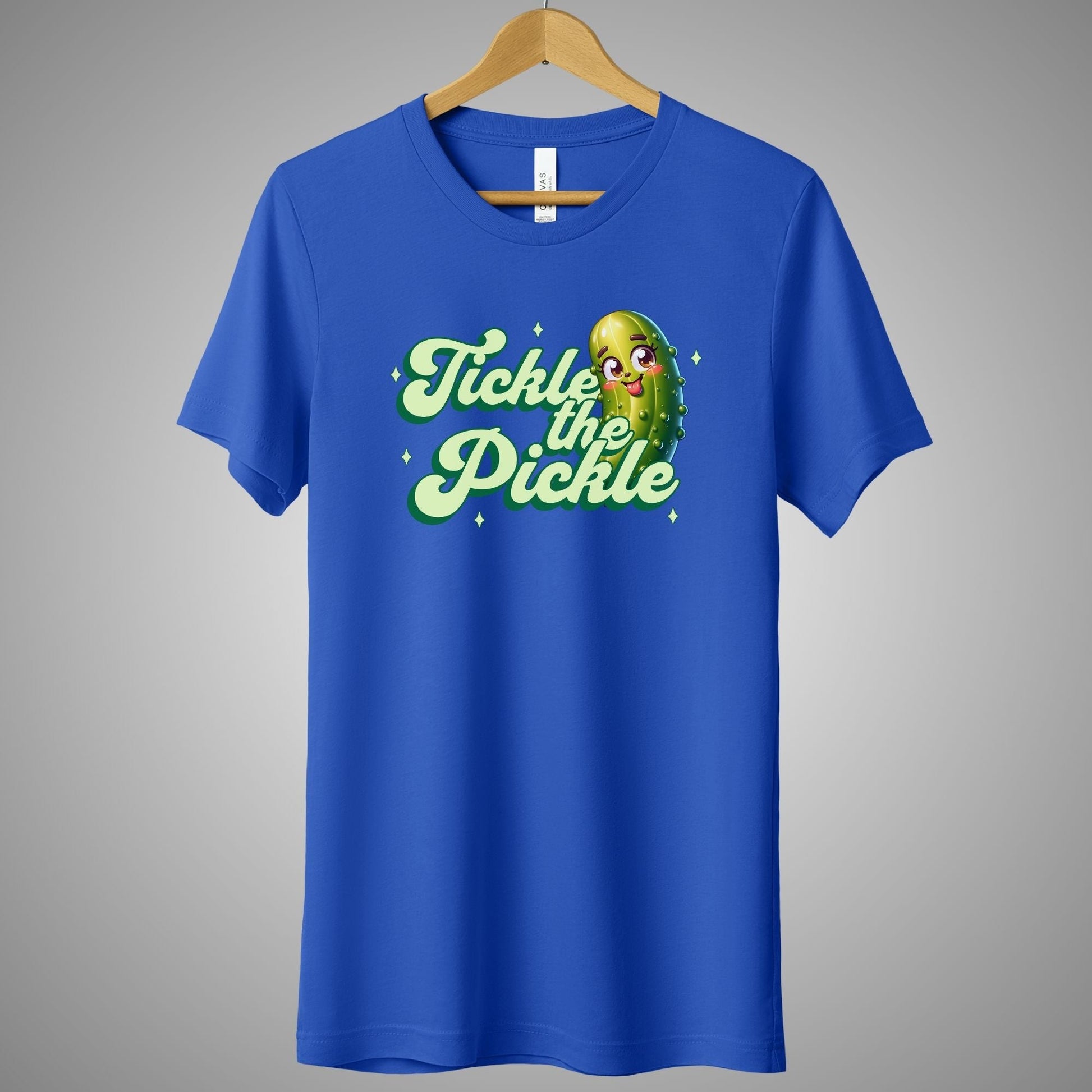 a blue t - shirt with the words take the pickle on it