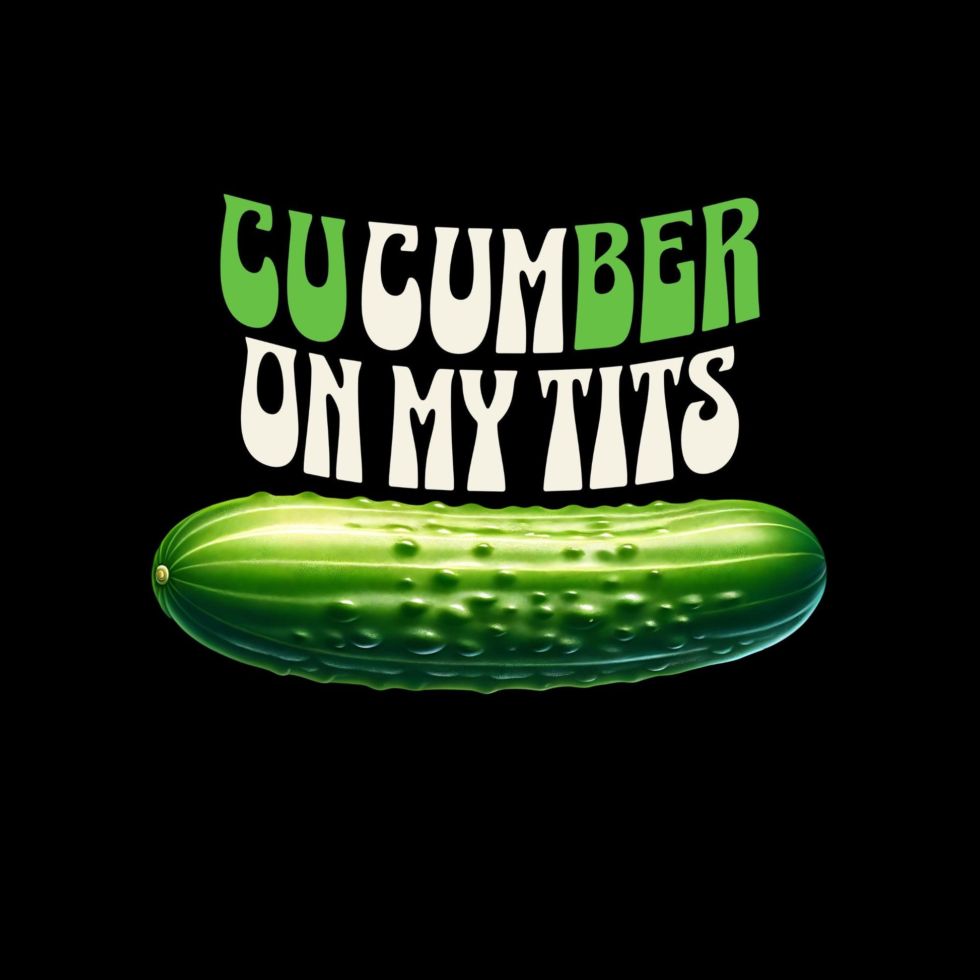 a cucumber on my tits on a black background