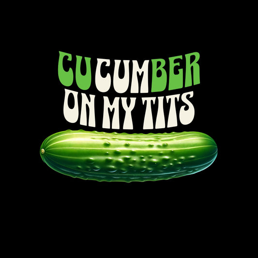 a cucumber on my tits on a black background